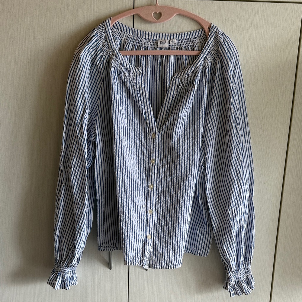 GAP Blue and White Striped Top